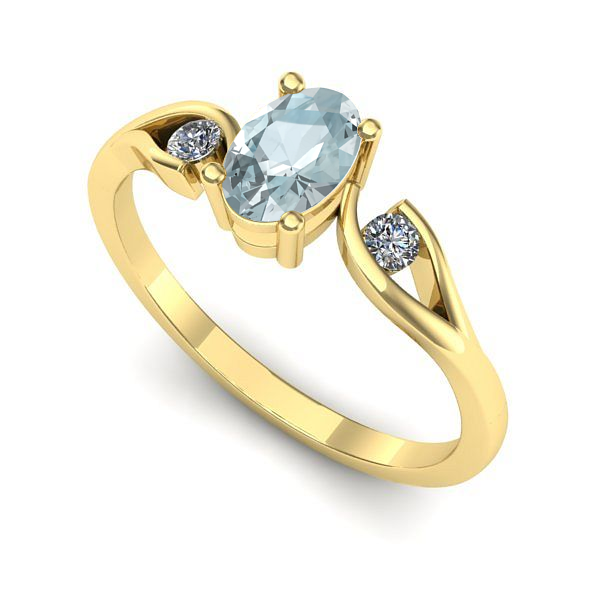 Inel din aur galben cu aquamarin