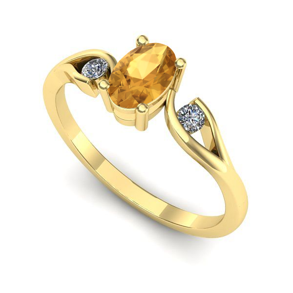 Inel logodna din aur galben cu citrin