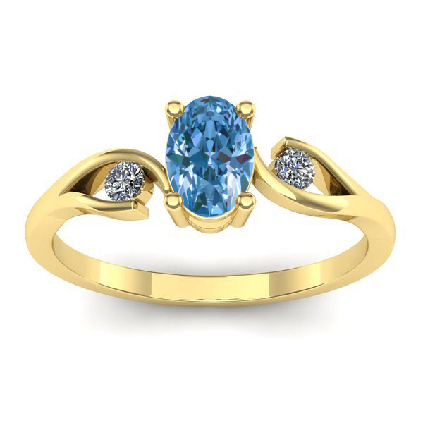 Inel cu diamant de laborator albastru oval