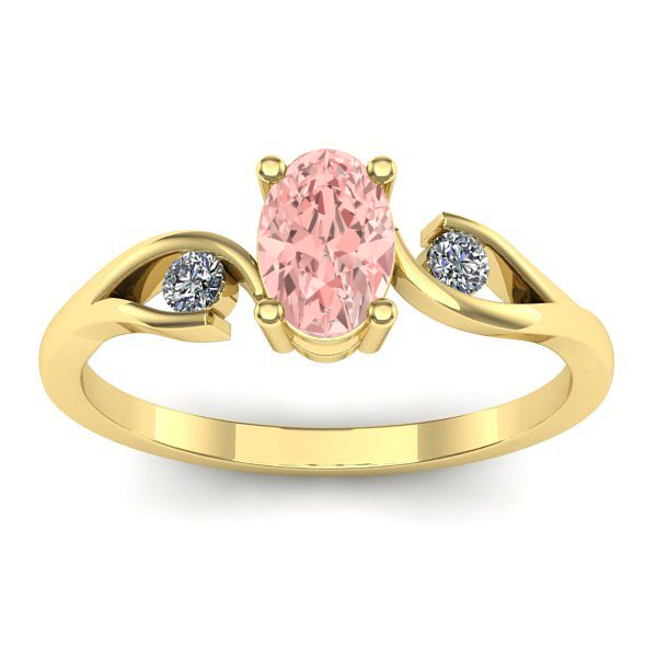 Inel cu diamant de laborator roz oval