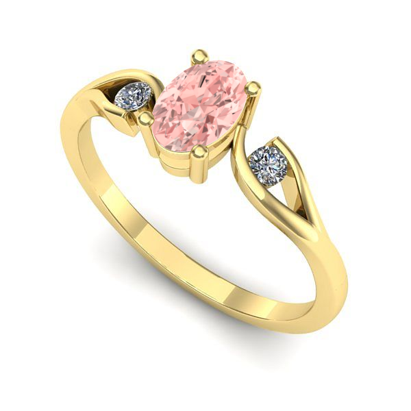 Inel din aur galben cu diamant de laborator roz