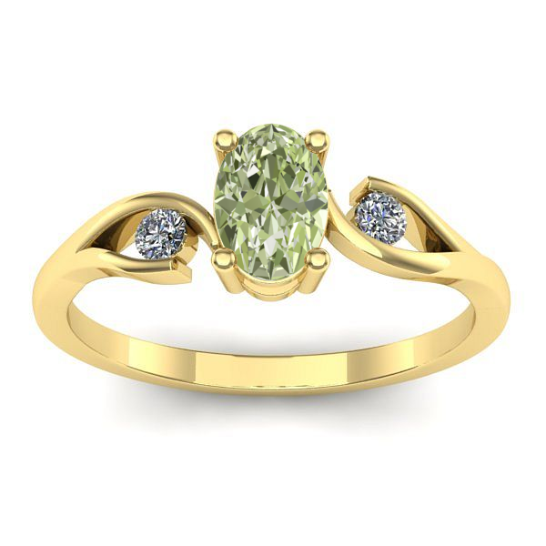 Inel logodna cu diamant de laborator verde oval