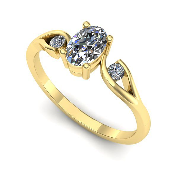 Inel din aur galben cu safir alb