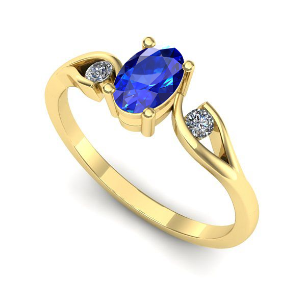 Inel logodna din aur galben cu safir