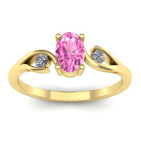 Inel de logodna cu safir roz oval