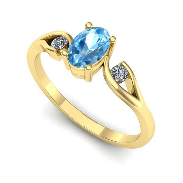 Inel de logodna din aur galben cu topaz blue