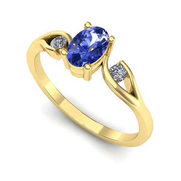 Inel logodna din aur galben cu tanzanit