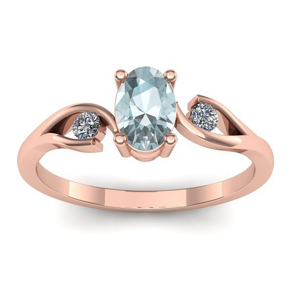 Inel de logodna cu aquamarin oval