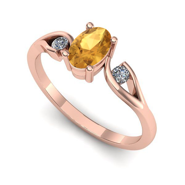 Inel de logodna din aur roz cu citrin
