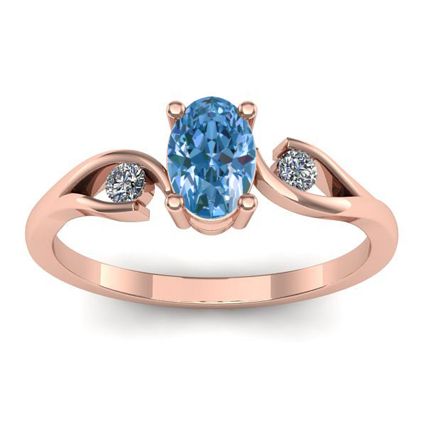 Inel cu diamant de laborator albastru oval