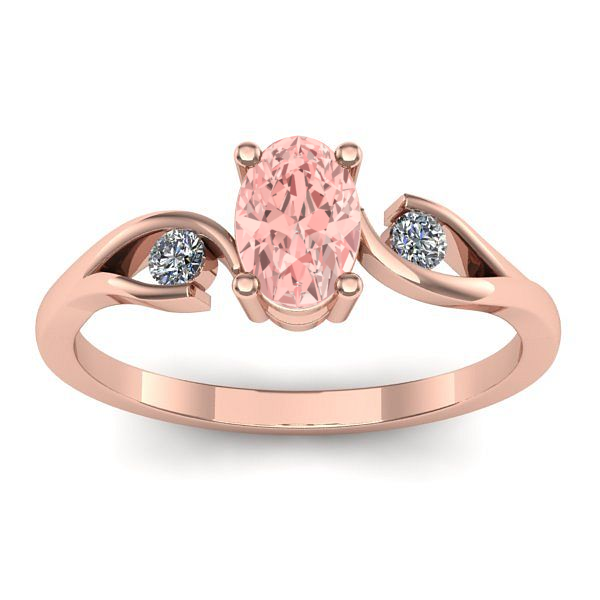 Inel cu diamant de laborator roz oval