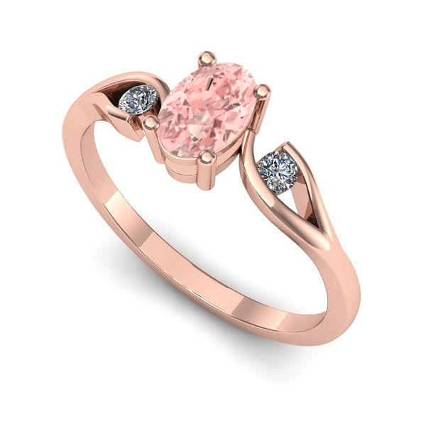 Inel din aur roz cu diamant de laborator roz
