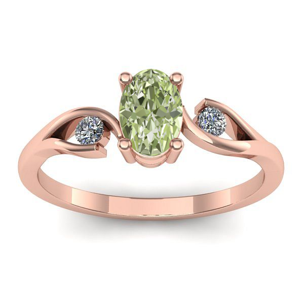 Inel de logodna cu diamant de laborator verde oval