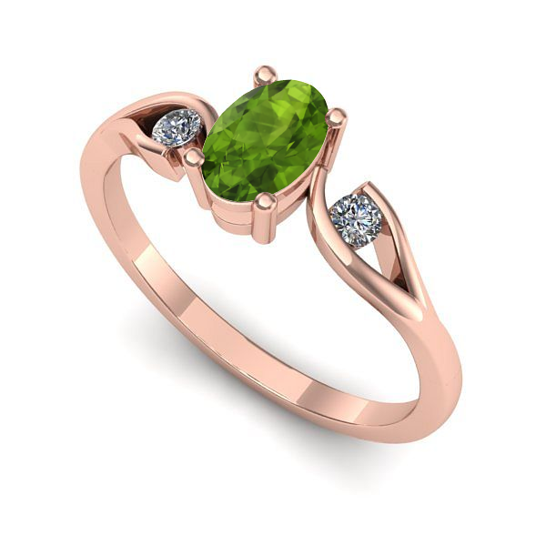 Inel logodna din aur roz cu peridot