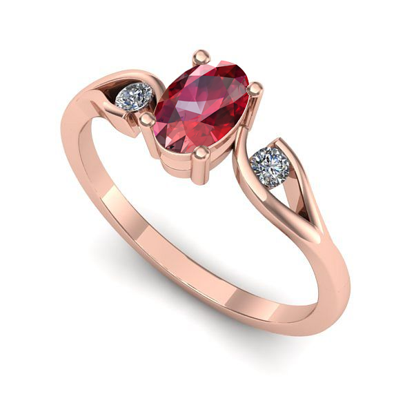 Inel logodna din aur roz cu rubin