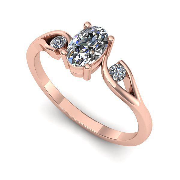 Inel logodna din aur roz cu safir alb