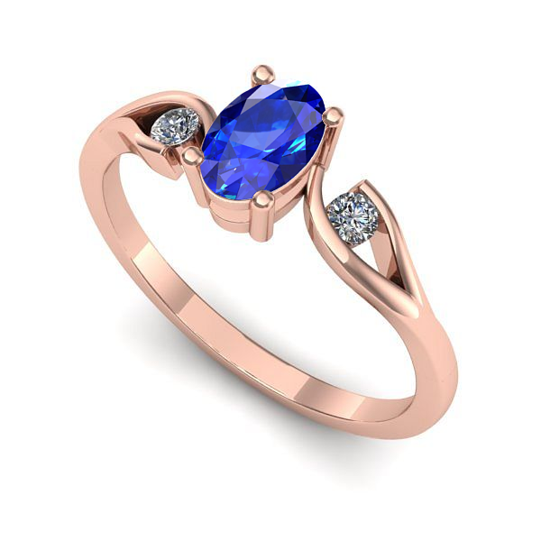Inel de logodna din aur roz cu safir