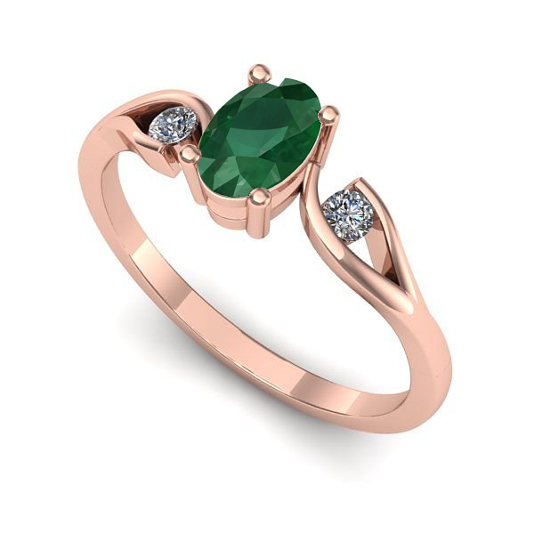 Inel din aur roz cu smarald