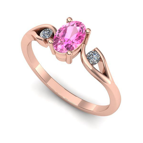 Inel logodna din aur roz cu safir roz