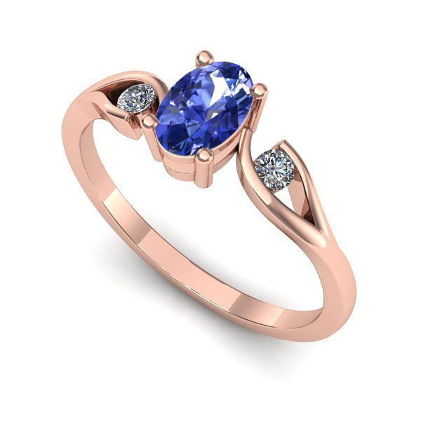 Inel din aur roz cu tanzanit