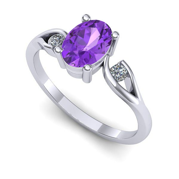 Inel de logodna din aur alb cu ametist