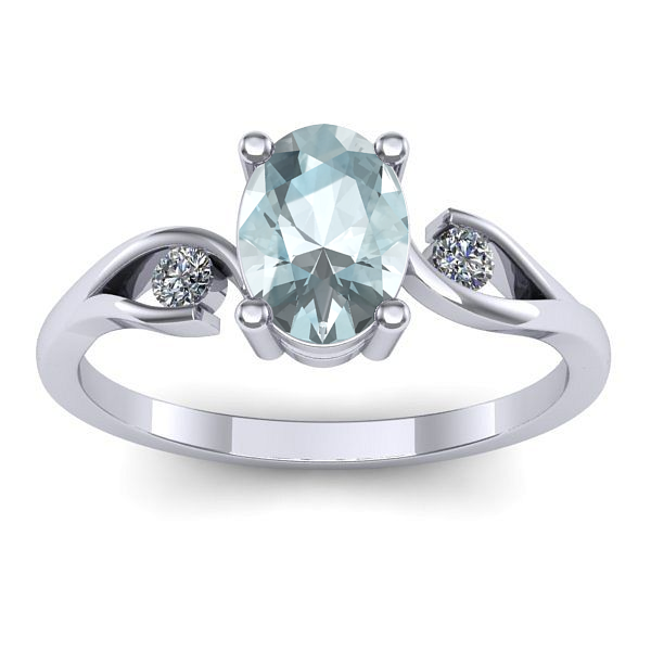 Inel de logodna cu aquamarin oval