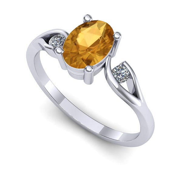 Inel logodna din aur alb cu citrin