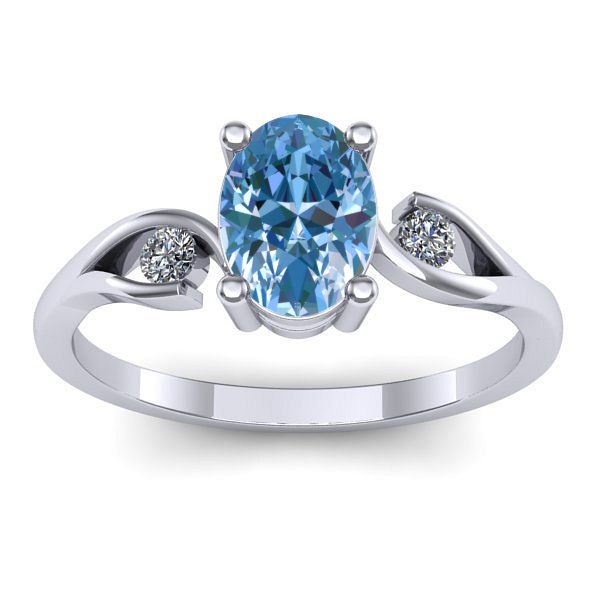 Inel logodna cu diamant de laborator albastru oval