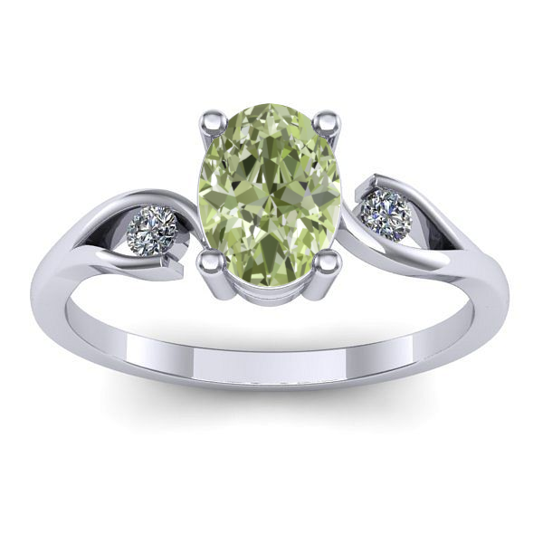 Inel logodna cu diamant de laborator verde oval