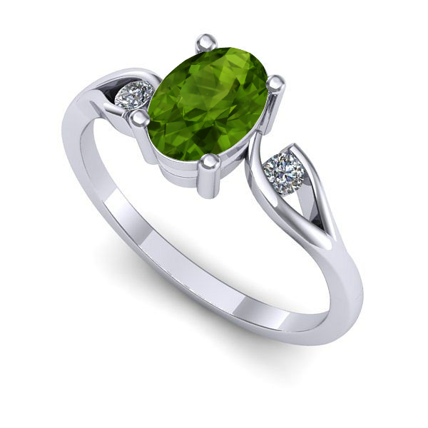 Inel de logodna din aur alb cu peridot