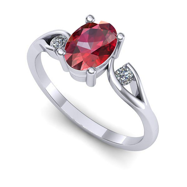 Inel din aur alb cu rubin