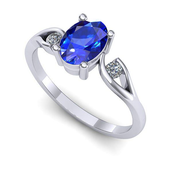 Inel logodna din aur alb cu safir