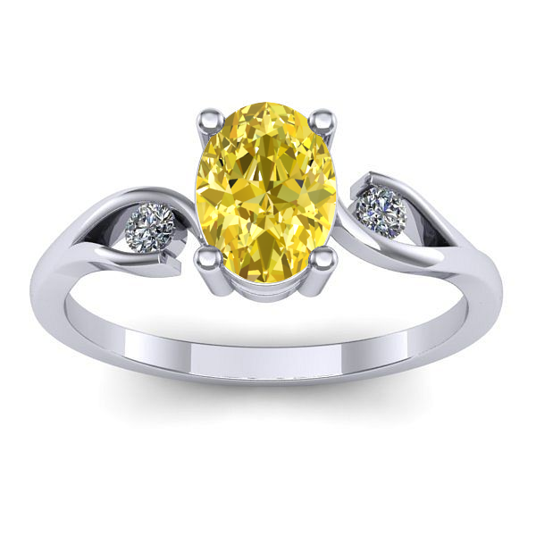 Inel cu safir galben oval