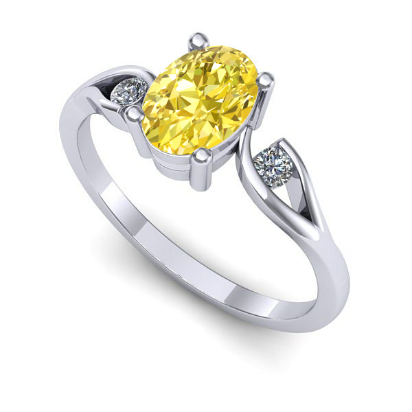 Inel din aur alb cu safir galben