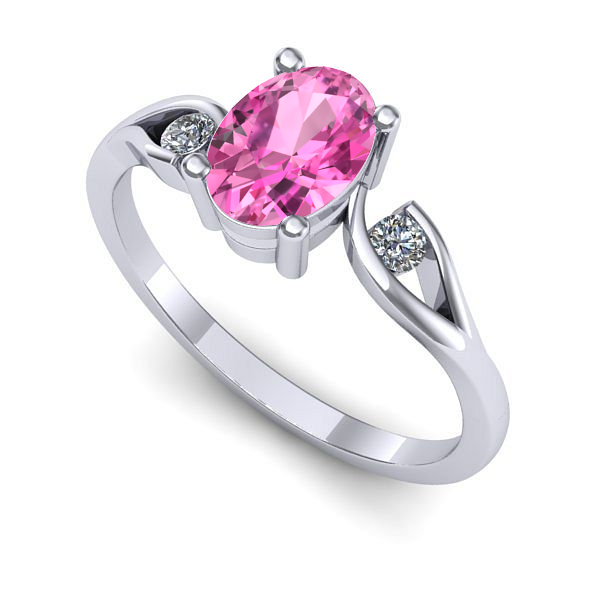 Inel din aur alb cu safir roz