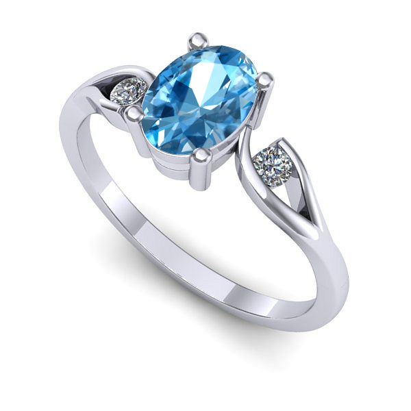 Inel de logodna din aur alb cu topaz blue