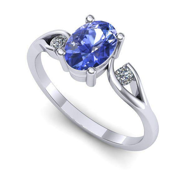 Inel logodna din aur alb cu tanzanit