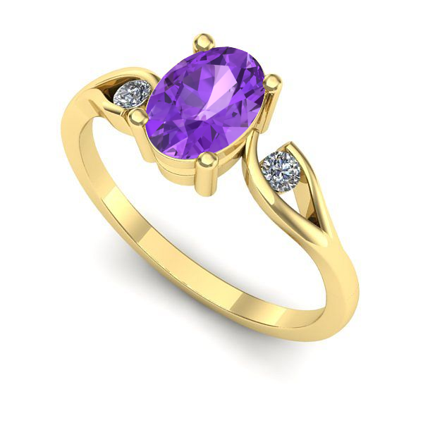 Inel de logodna din aur galben cu ametist