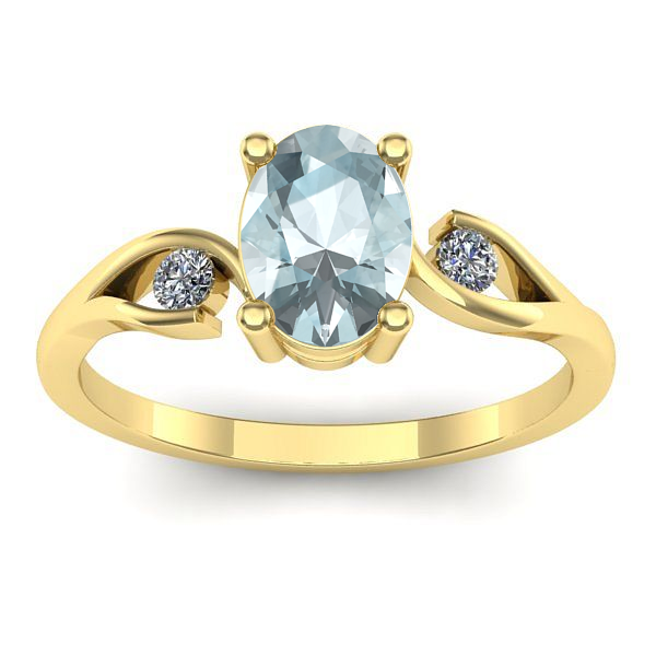 Inel de logodna cu aquamarin oval