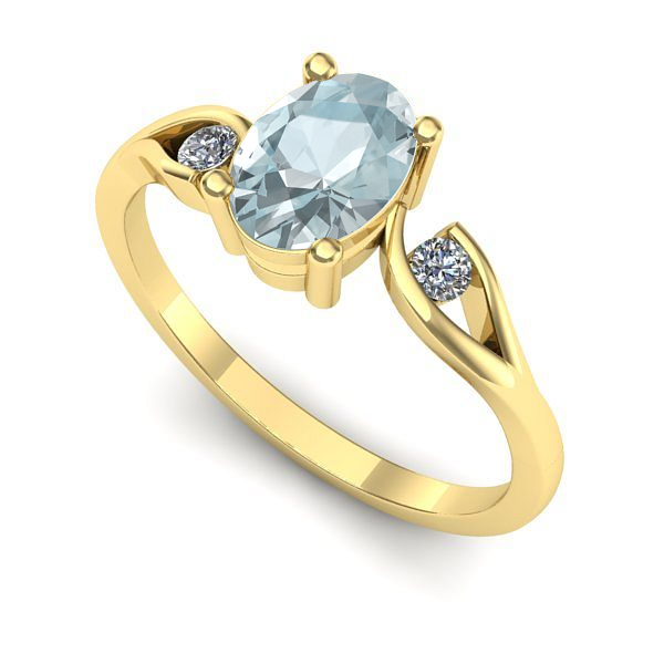 Inel din aur galben cu aquamarin