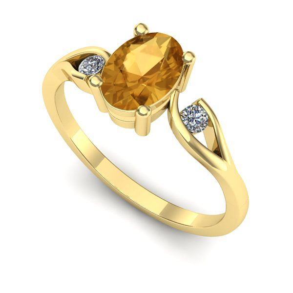 Inel din aur galben cu citrin