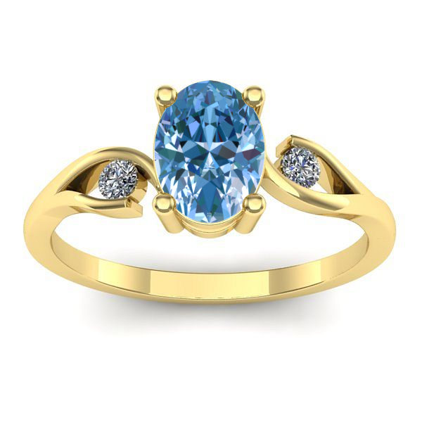 Inel cu diamant de laborator albastru oval