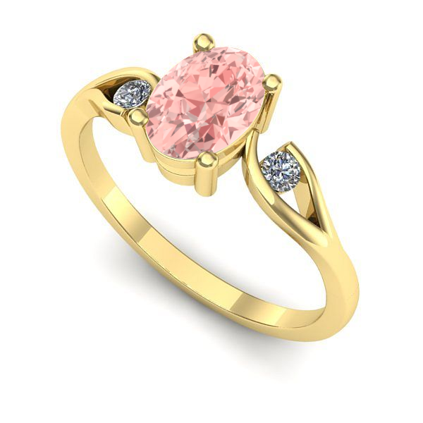 Inel din aur galben cu diamant de laborator roz