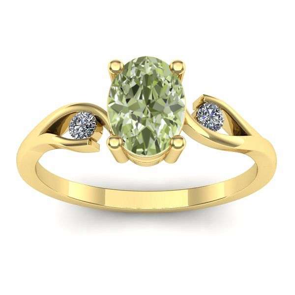 Inel logodna cu diamant de laborator verde oval