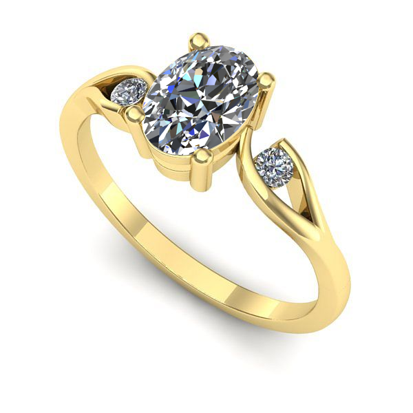 Inel din aur galben cu safir alb