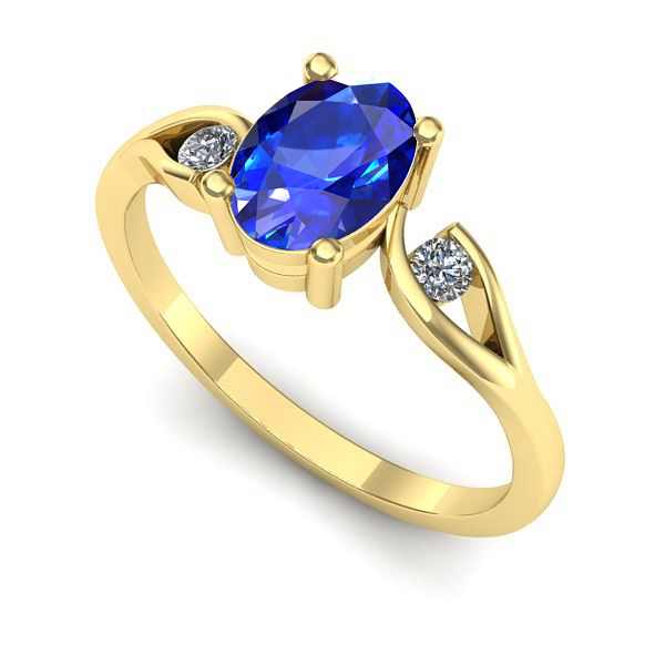 Inel de logodna din aur galben cu safir