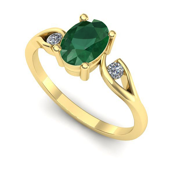 Inel de logodna din aur galben cu smarald