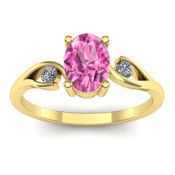 Inel cu safir roz oval