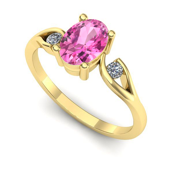 Inel de logodna din aur galben cu safir roz