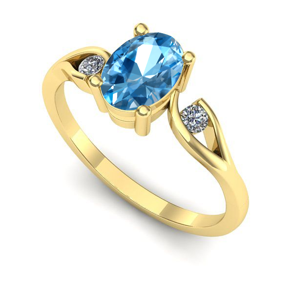 Inel din aur galben cu topaz blue